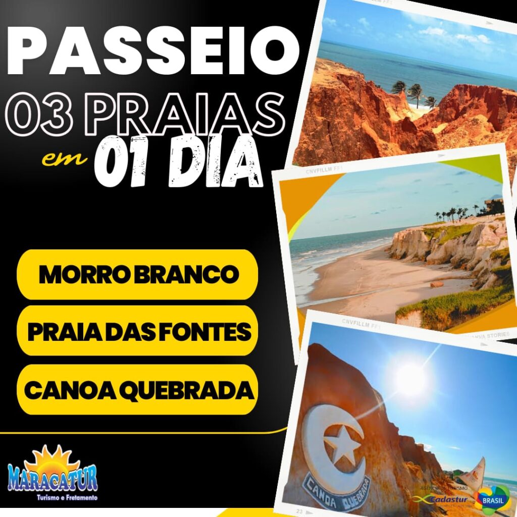 3 Praias em 1 dia – Morro Branco, Praia das Fontes e Canoa Quebrada